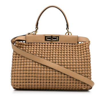 Fendi Peekabo Beige Woven Leather