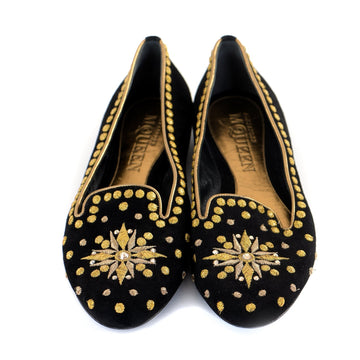 Flat Embroidered Smoking Slippers