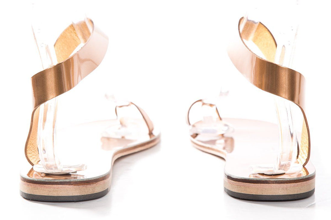 Alvaro Gonzalez Bronze Metallic Leather Angela Sandal SZ 37 NWT SALE