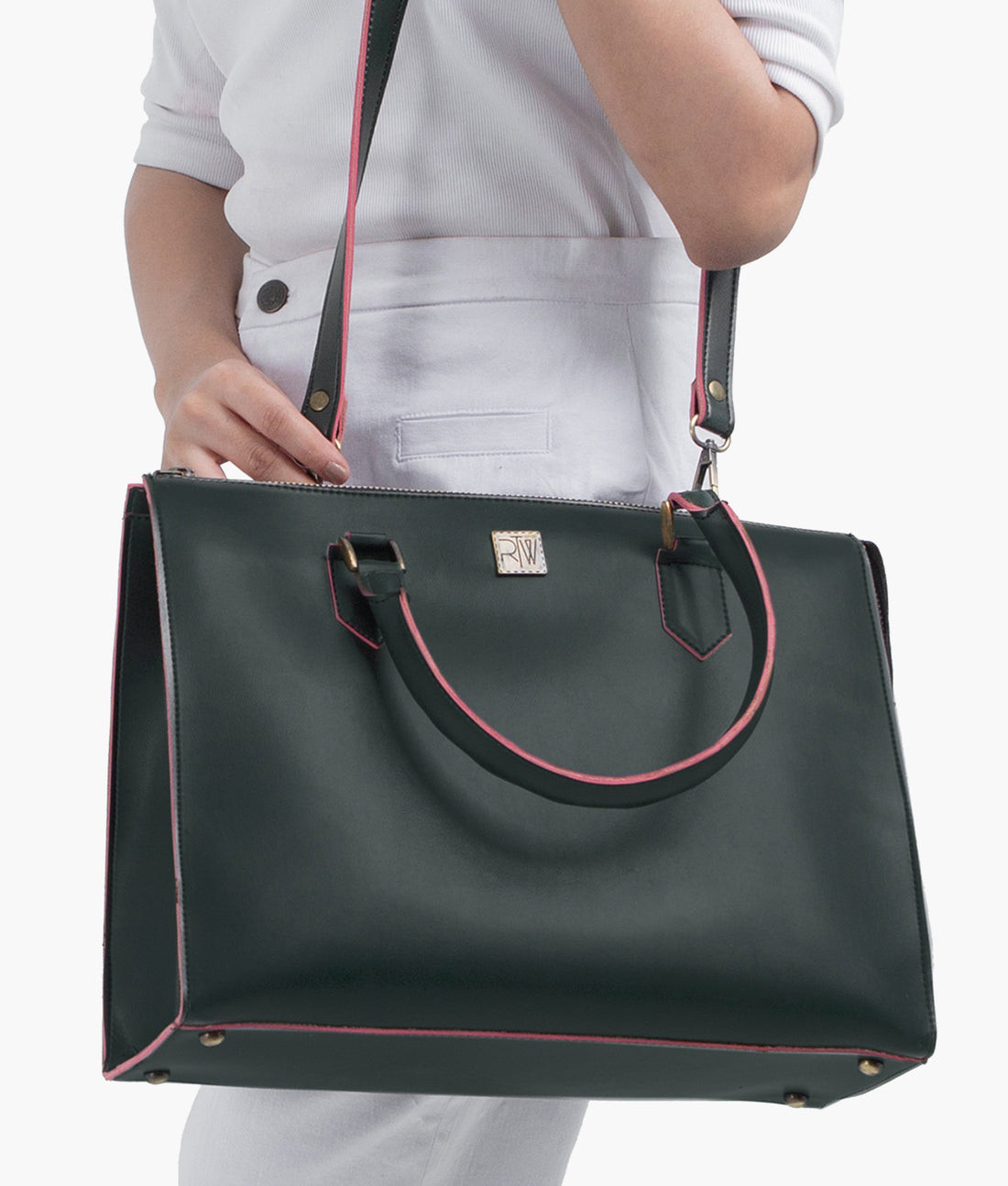 Army green workplace handbag