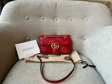 Gucci GG Hibiscus Red Marmont Mini Shoulder Bag (RRP £1,700)