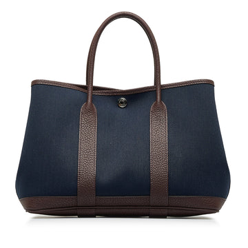 Hermès Toile Garden Party TPM Blue Canvas Palladium