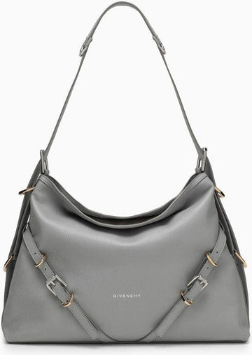 MEDIUM VOYOU BAG IN LIGHT GREY LEATHER