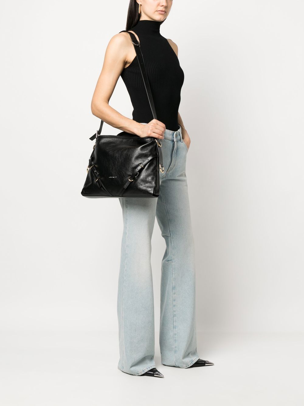 VOYOU MEDIUM LEATHER SHOULDER BAG