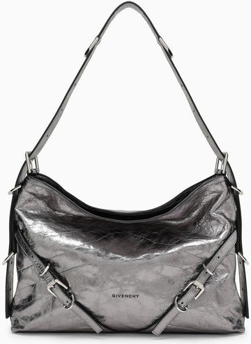 MEDIUM VOYOU BAG IN SILVER LAMINATED LEATHER