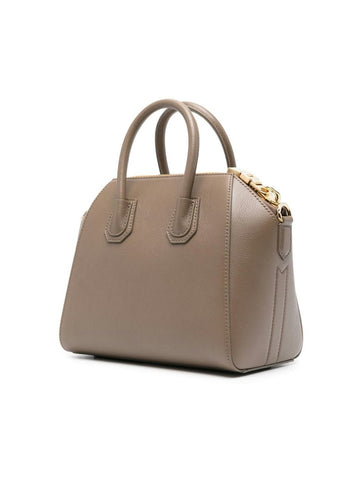BOLSO ANTIGONA S TAUPE OSCURO ZIP DORADO