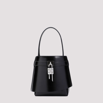 SHARK LOCK LEATHER BUCKET BAG