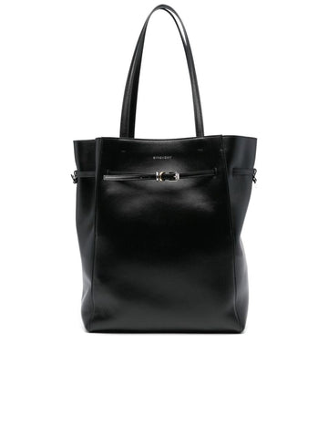 Voyou Medium Leather Tote Bag in Black