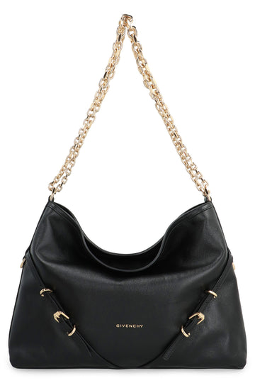 BLACK VOYOU M BAG GOLD LOGO CHAIN
