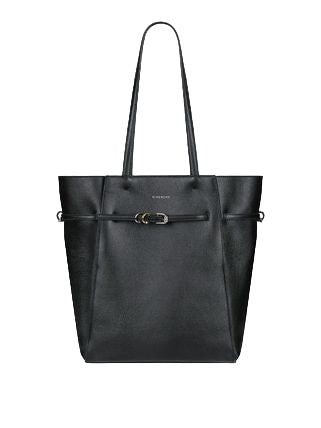 VOYOU SMALL LEATHER TOTE BAG BLACK
