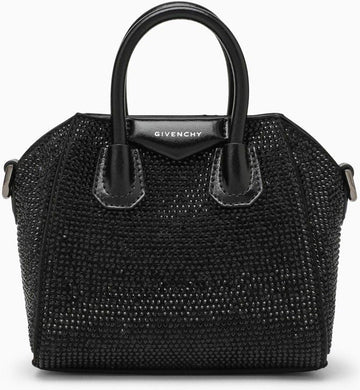ANTIGONA MICRO BLACK BAG WITH RHINESTONES