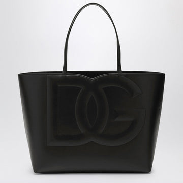 Dolce&Gabbana Dg Logo Black Leather Medium Tote Bag Women