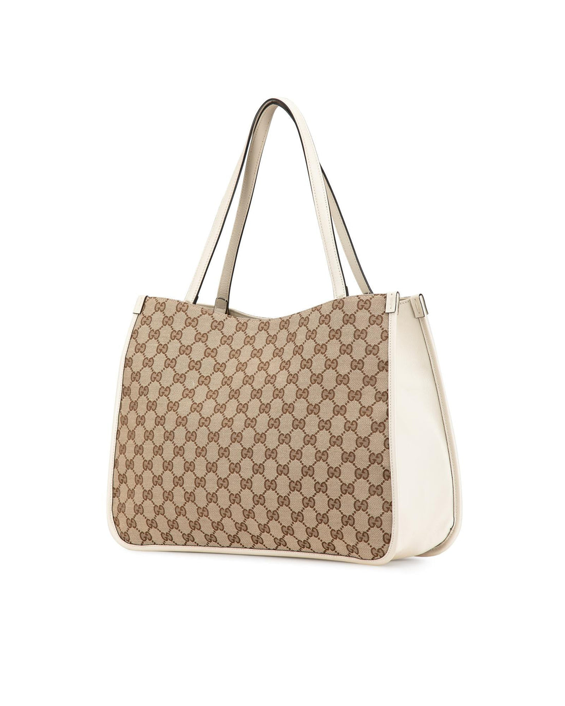 Canvas Horsebit Tote Bag with Leather Trim and Gold-Tone Hardware