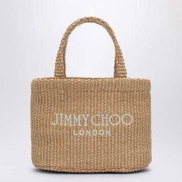 Jimmy Choo Small Beach Tote East-West In Natural Rafia Women