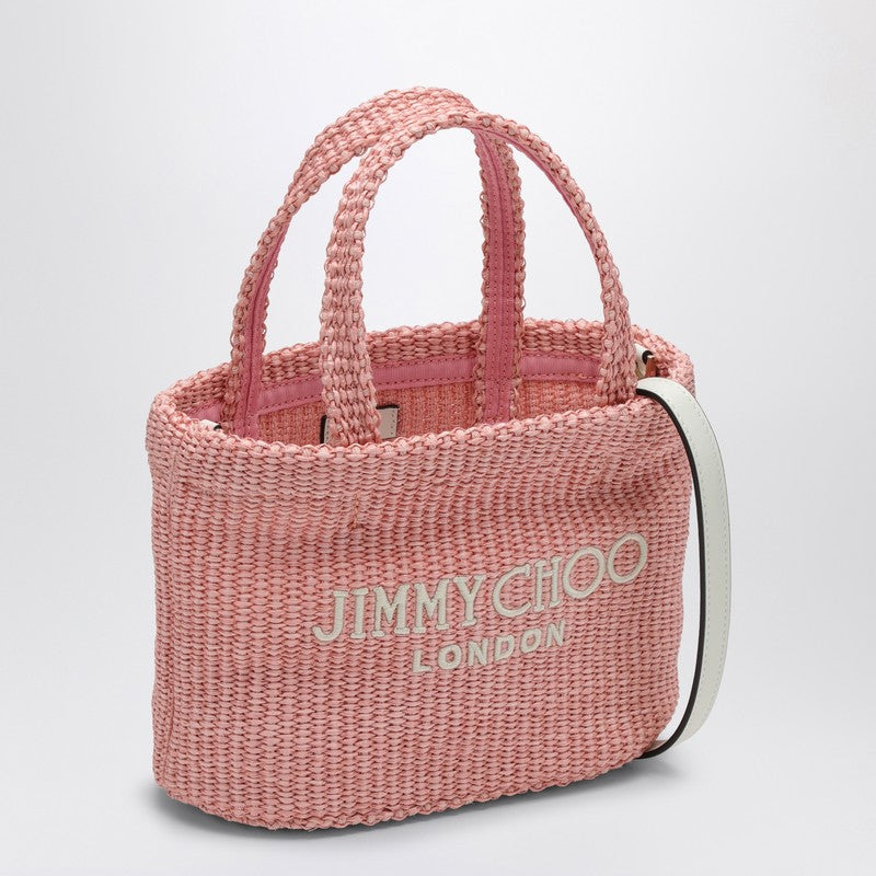 Jimmy Choo Small Beach Tote East-West In Pink Rafia Women