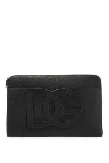 Dolce & Gabbana Large Hammered Leather Pouch Men