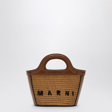 Marni Micro Tropicalia Brown Leather And Rafia Women