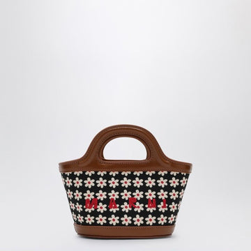 BLACK MICRO TROPICALIA BAG WITH DAISY PRINT