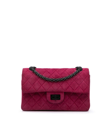 Quilted Velvet Double Flap Bag with Chain Straps