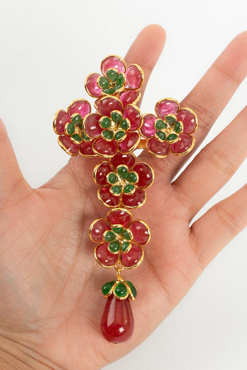 Broche croix à fleurs Augustine