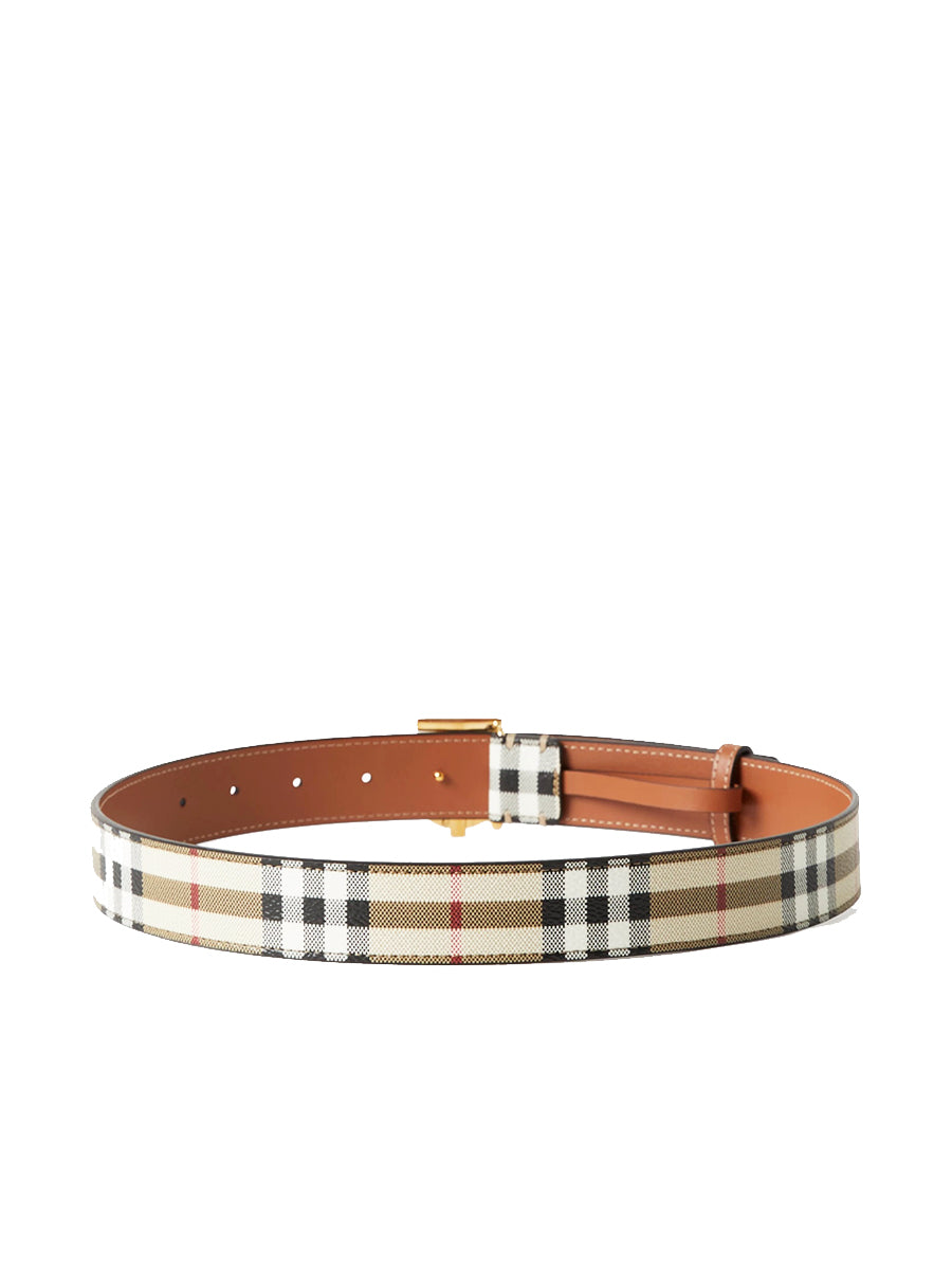 Check and Leather TB Belt