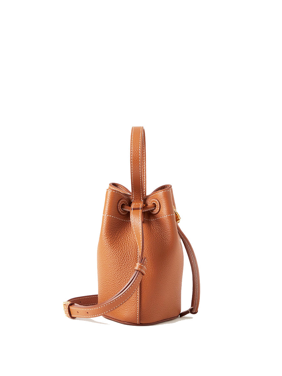 Mini TB Bucket Bag in Warm Russet Brown