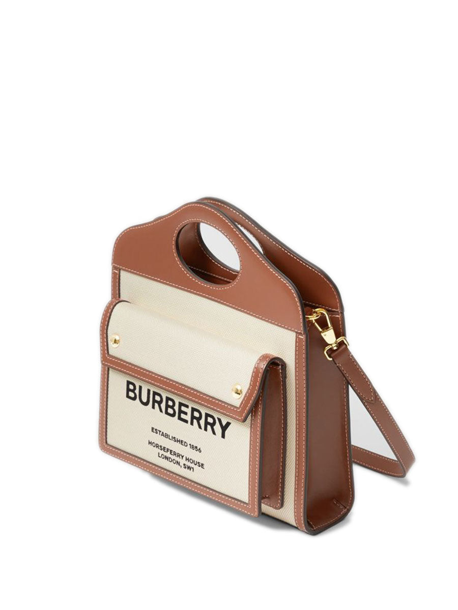 Mini Two-tone Canvas and Leather Pocket Bag