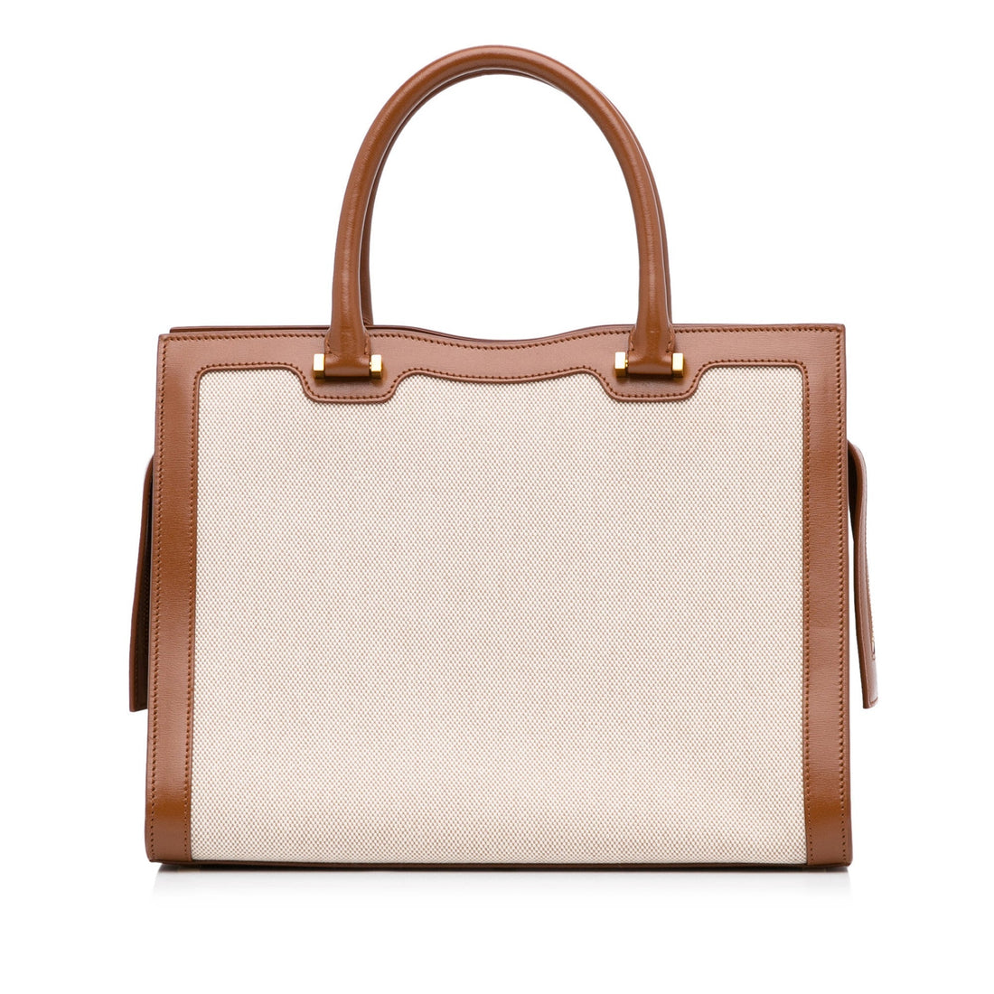 Beige Saint Laurent Medium Canvas Uptown Tote Satchel