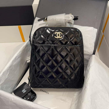 Makersluxe - Shiny Calfskin Backpack Black