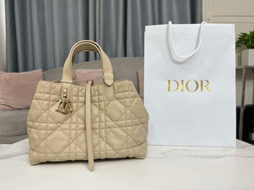 Makersluxe - Medium Toujours Bag Beige Macrocannage Calfskin