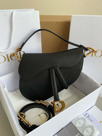 Makersluxe - Saddle Bag With Strap Black Grained Calfskin