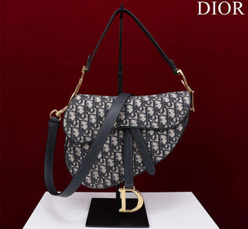 Makersluxe - Saddle Bag With Strap Blue Oblique Jacquard