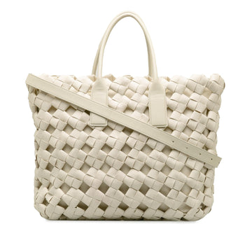 Bottega Veneta Canvas Window Woven Satchel (MLB-7SHWpr)