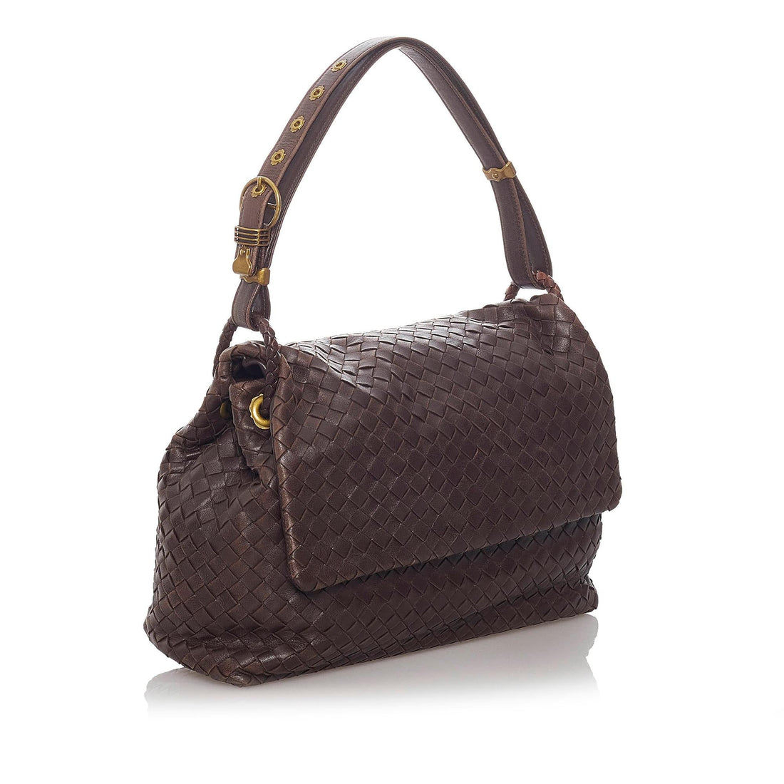 Bottega Veneta Intrecciato Flap Shoulder Bag (MLB-28630)