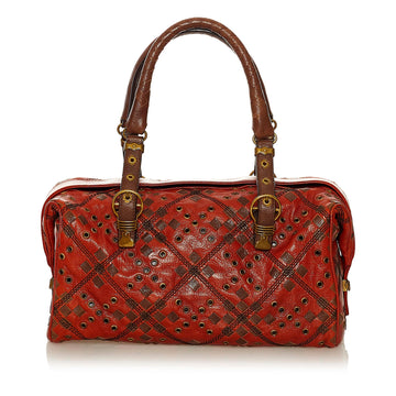 Bottega Veneta Intrecciato Grommet Leather Boston Bag (MLB-EVr6JH)