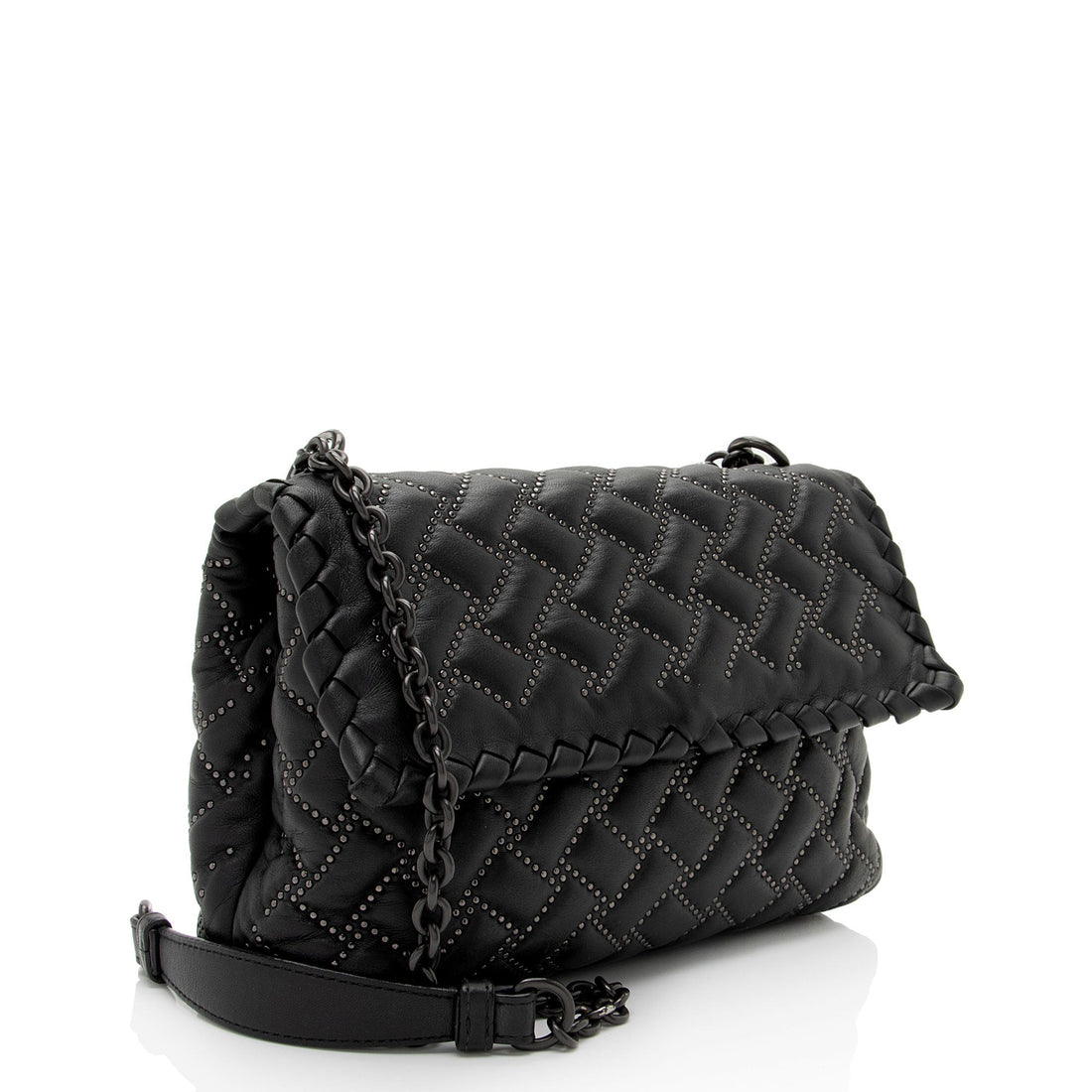 Bottega Veneta Intrecciato Microstud Olimpia Medium Shoulder Bag (SHF-1Fq6ti)