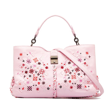 Bottega Veneta Intrecciato Napoli Meadow Flower Leather Satchel (MLB-1F8F3W)
