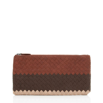 Bottega Veneta Intrecciato Nappa Tricolor Zip Pouch (SHF-y50aov)