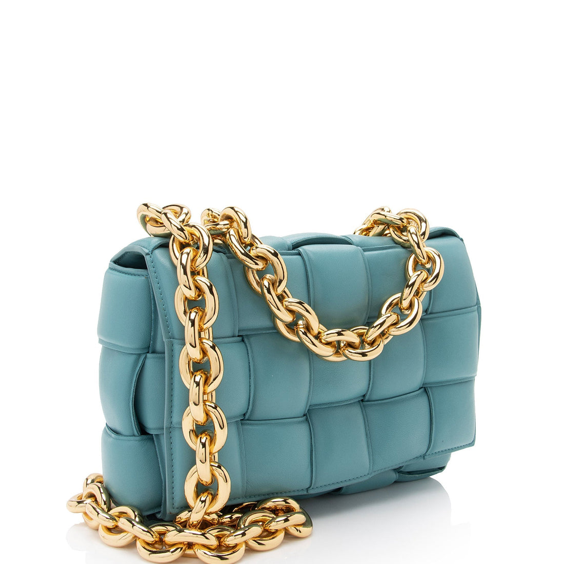 Bottega Veneta Lambskin Cassette Chain Maxi Shoulder Bag (SHF-0QZNRJ)