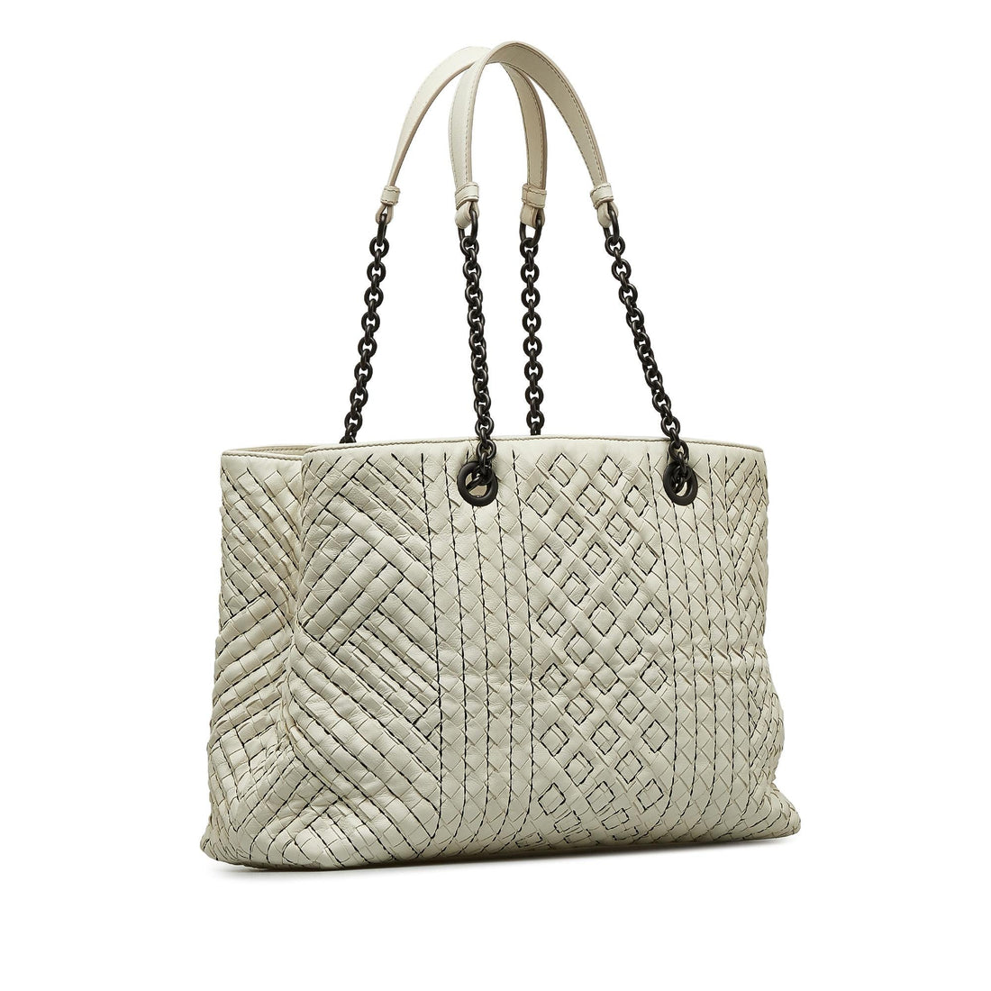 Bottega Veneta Medium Intrecciato Stitched Double Chain Tote (MLB-lAoFji)