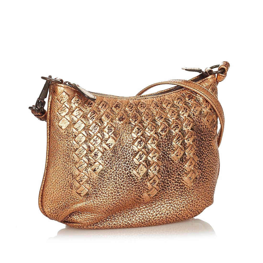 Bottega Veneta Metallic Intrecciato Leather Shoulder Bag (MLB-26302)