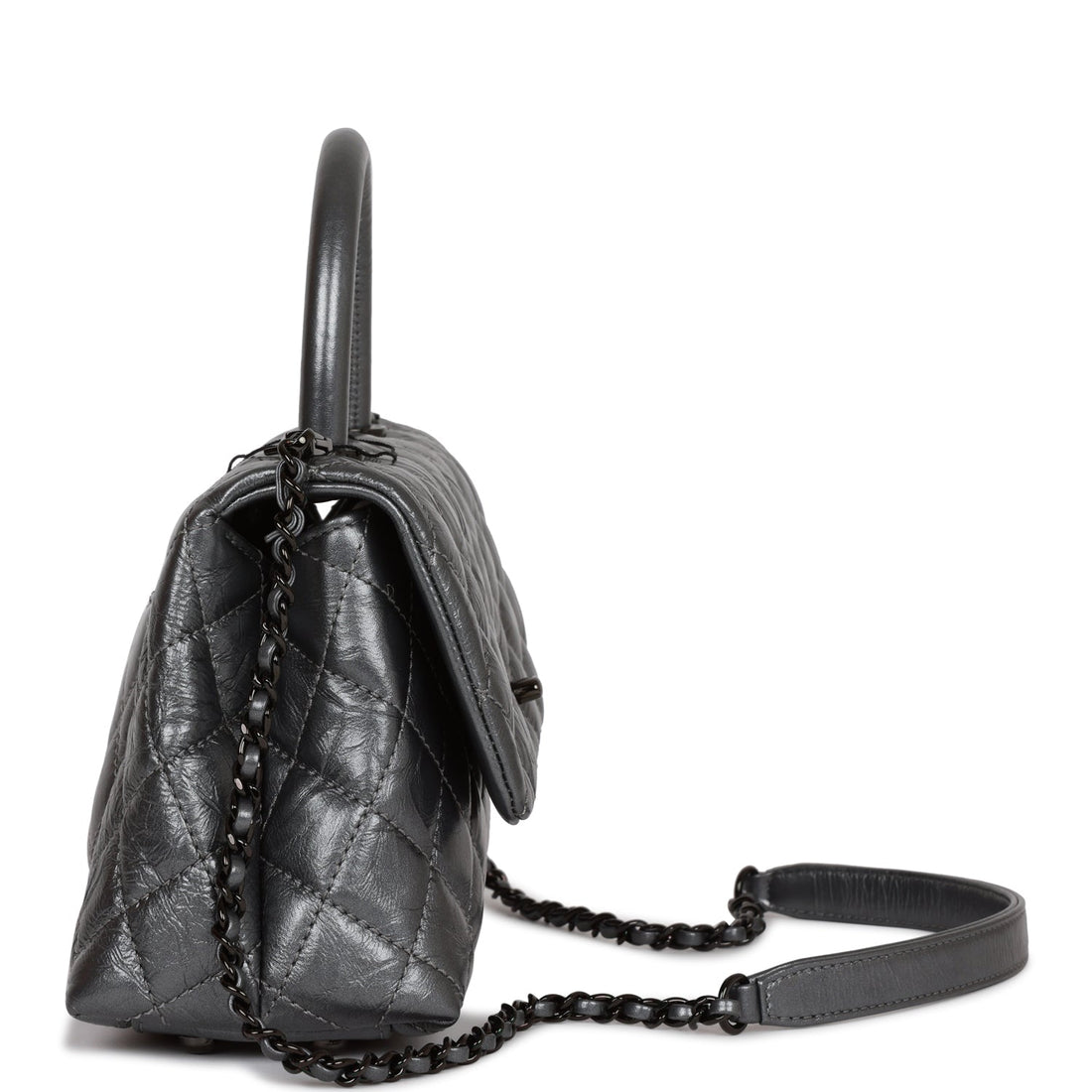 Chanel Small Coco Handle Flap Bag So Black Calfskin Black Hardware