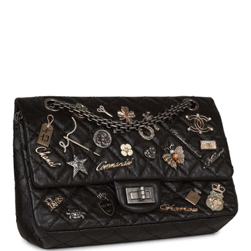 Pre-owned Chanel Lucky Charms Reissue 2.55 Flap Bag Black Aged Calfskin Ruthenium Hardware