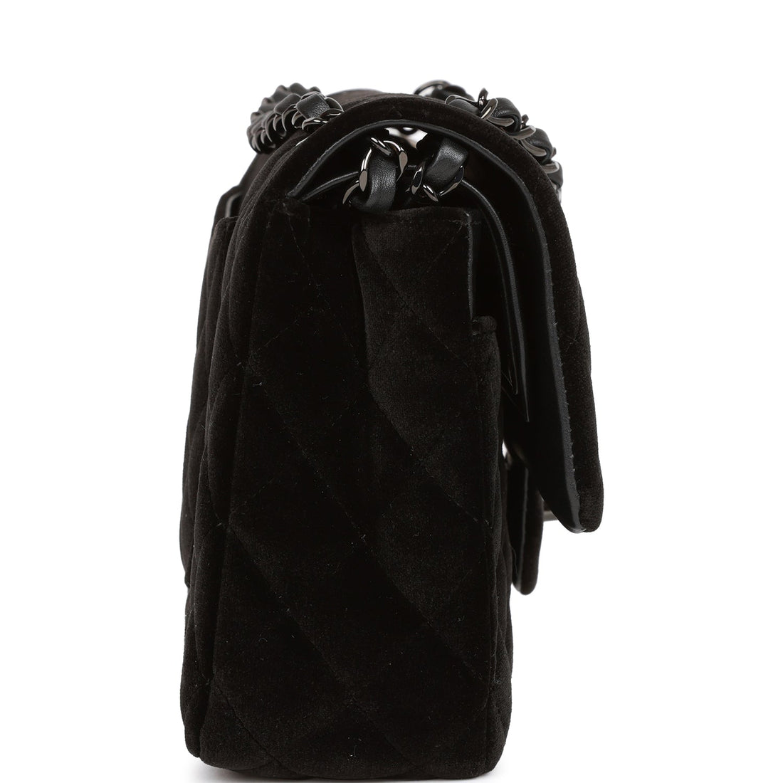Pre-owned Chanel Medium Classic Double Flap Bag Black Velvet Ruthenium Hardware