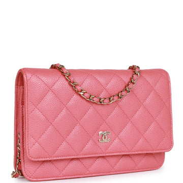 Pre-owned Chanel Wallet on Chain WOC Pink Caviar Light Gold Hardware