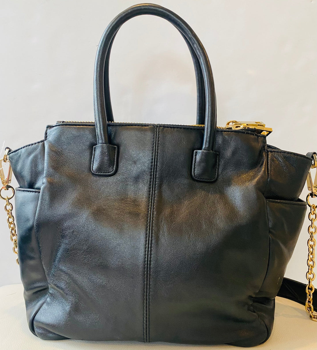 VIA SPIGA Black Leather Shoulder Bag/ Crossbody