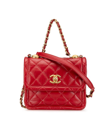 Mini Quilted Lambskin Soft Square Flap Satchel with Chain Link Strap