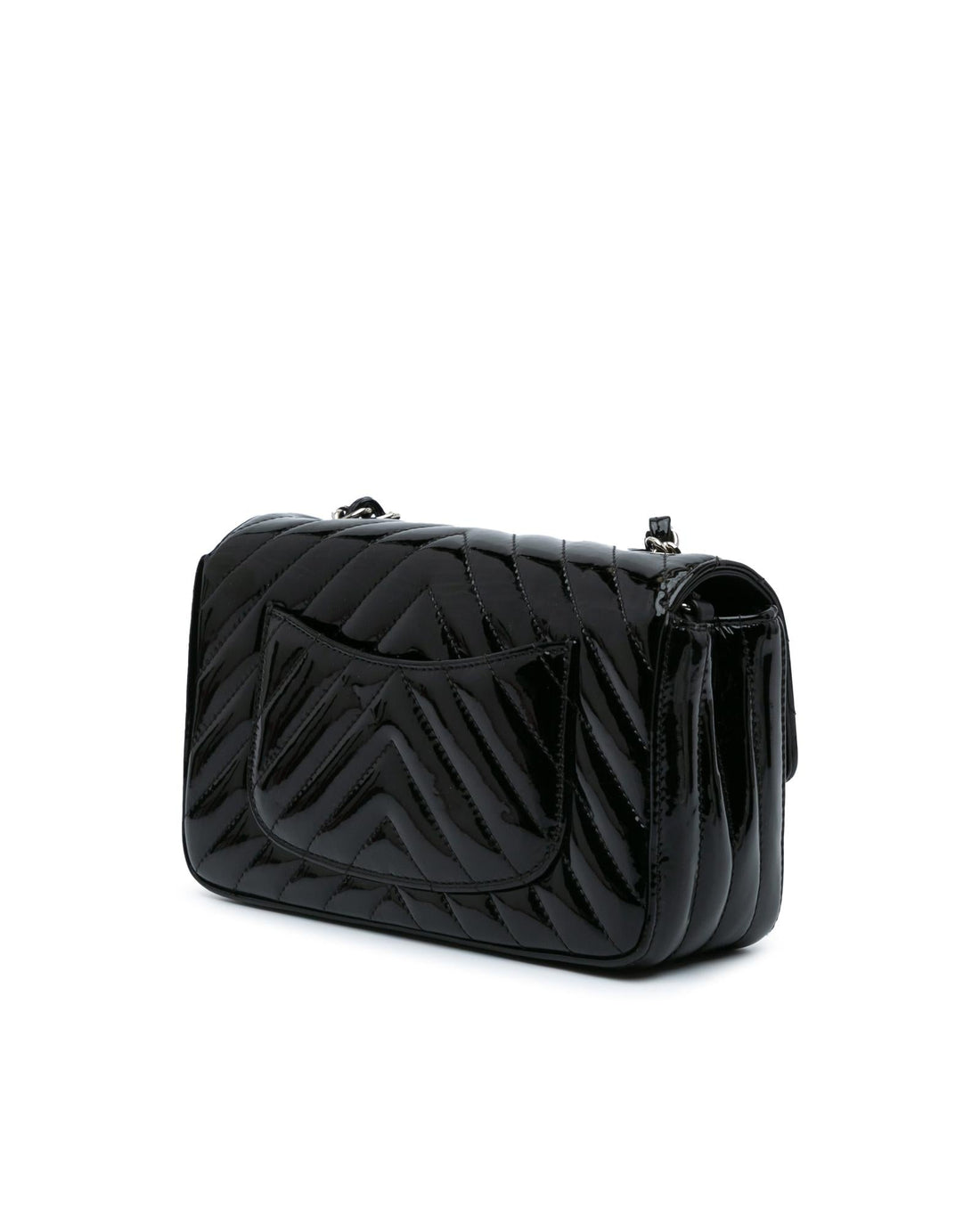 Mini Rectangular Classic Chevron Patent Flap Crossbody Bag