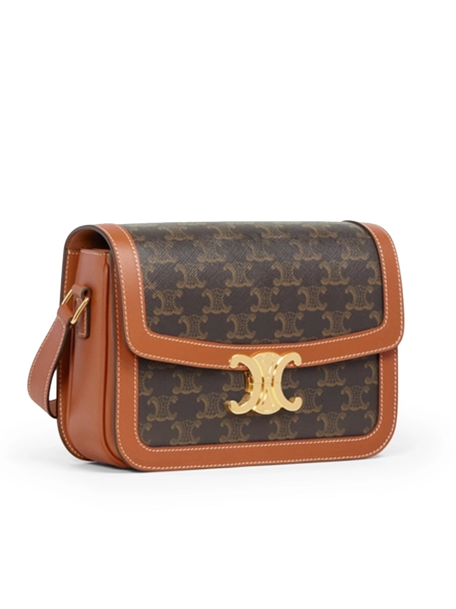 Classique Triomphe Bag in Triomphe Canvas and Calfskin Tan