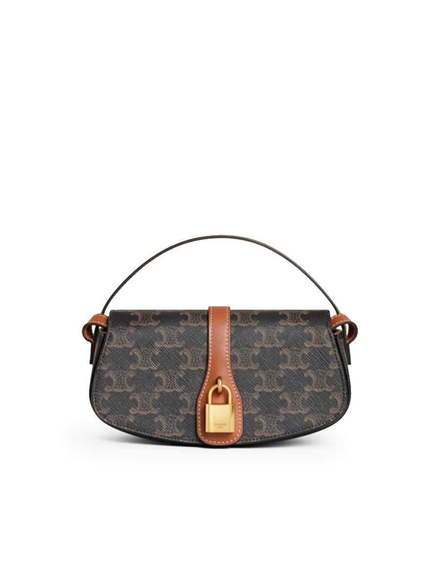 Clutch On Strap Tabou In Triomphe Canvas And Calfskin in Tan